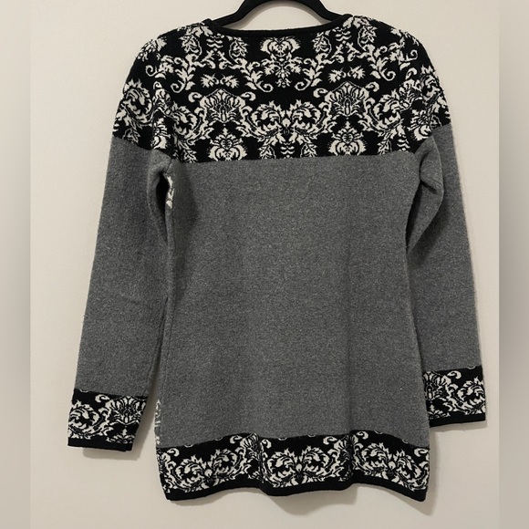 Colour Works Womens Sweater Size XS Gray Multicolored Jacquard Printed Knit Top - Picture 3 of 9